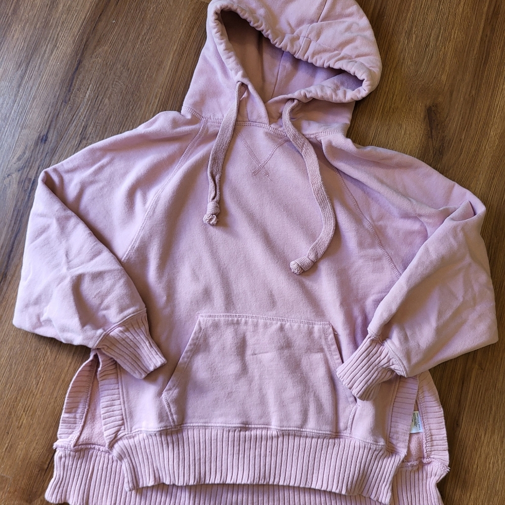 American Eagle Hoodie Cozy Oversized Pink Side Slit Cotton Women's Size Small‎